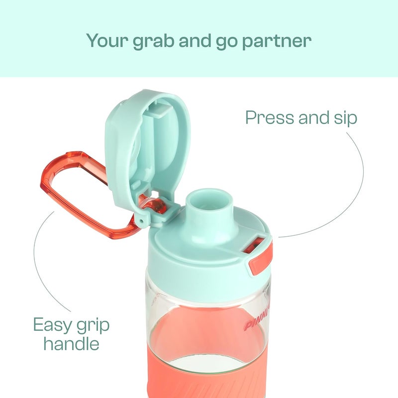 Pinnacle Pulse Hydration Bottle (650ML, Mint) | Motivational Water Bottle with One Hand Operation, Hydration Tracker & Flip Top Lid | BPA Free - Image 5